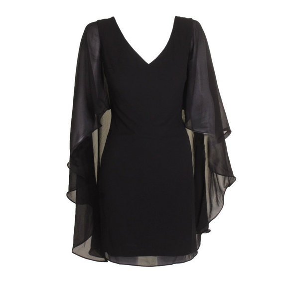 ralph lauren black cape dress